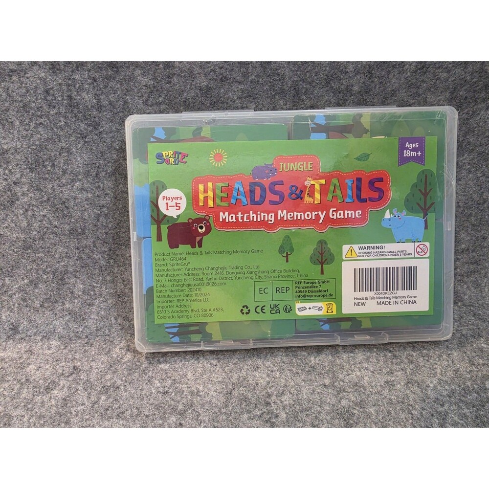 Spriggle Heads & Tails Jungle Matching Memory Game for Kids Ages 18M+